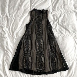 LITTLE BLACK DRESS WITH LACE AND NEUTRAL SLIP